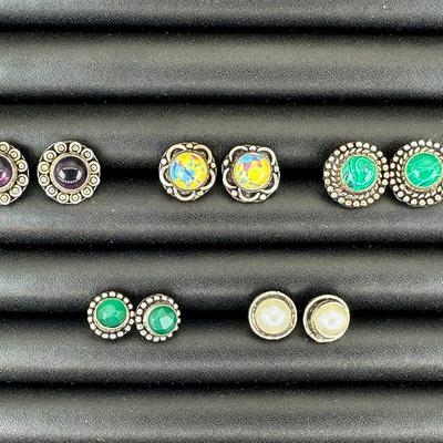 Earrings 925 Sterling Silver Plated Handmade Gemstone 