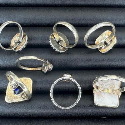 Assorted 925 Sterling Silver Plated Handmade Gemstone Rings For Women  Sizes 4 To 10