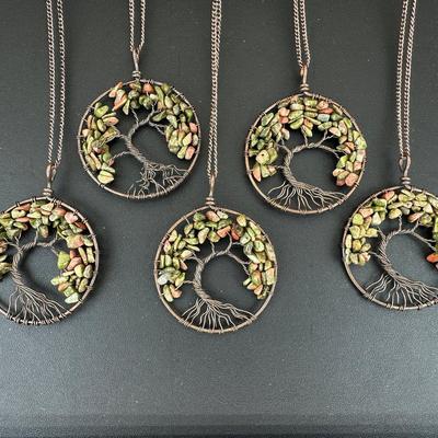 Copper Garnet Tree Of Life Necklace Lot