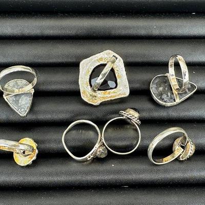 Assorted 925 Sterling Silver Plated Handmade Gemstone Rings For Women  Sizes 4 To 10