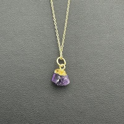 Necklace 925 Sterling Silver Natural Raw Amethyst Gemstone (Tested)
