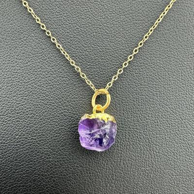Necklace 925 Sterling Silver Natural Raw Amethyst Gemstone (Tested)