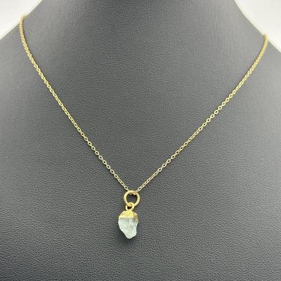 Necklace 925 Sterling Silver Natural Raw Clear Quartz Gemstone (Tested)