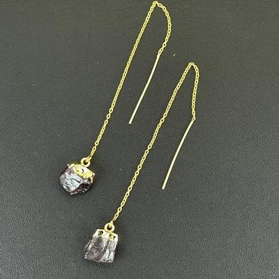 Earrings 925 Sterling Silver Natural Raw Garnet Gemstone (Tested)