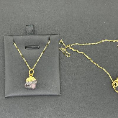 Necklace 925 Sterling Silver Natural Raw Garnet Gemstone (Tested)