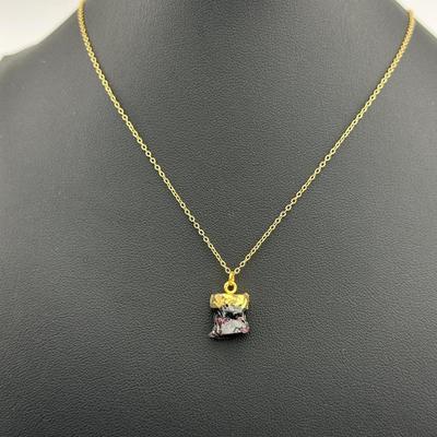 Necklace 925 Sterling Silver Natural Raw Garnet Gemstone (Tested)