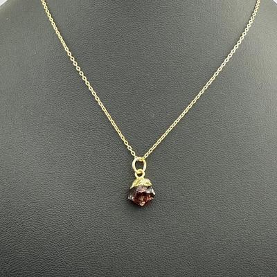Necklace 925 Sterling Silver Natural Raw Garnet Gemstone (Tested)