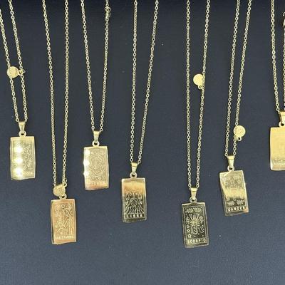 9 Pieces Birth Months Zodiac Collection Necklaces Mix Lot