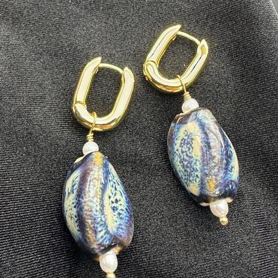 Luxurious Gold Alloy Plated Earrings Pearl