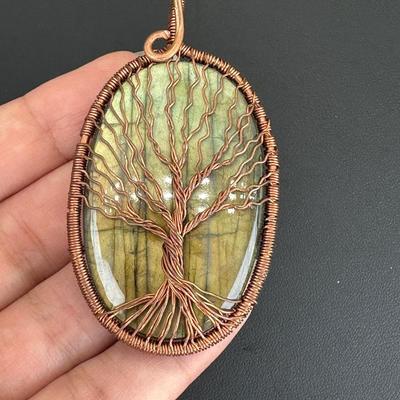 Necklace Yellow Labradorite 925 Sterling Silver Plated Handmade Gemstone 