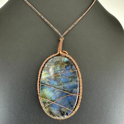 Necklace Blue Labradorite 925 Sterling Silver Plated Handmade Gemstone 
