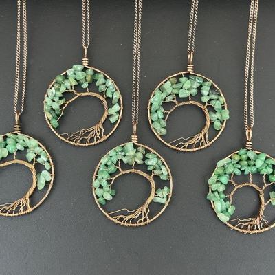 Aventurine Tree Of Life Necklace Lot