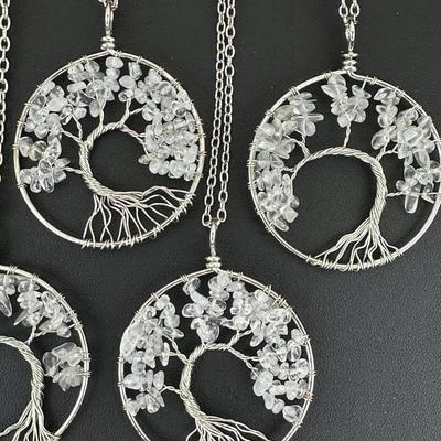 Clear Quartz Tree Of Life Necklace Lot