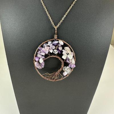 Amethyst Tree Of Life Necklace Lot