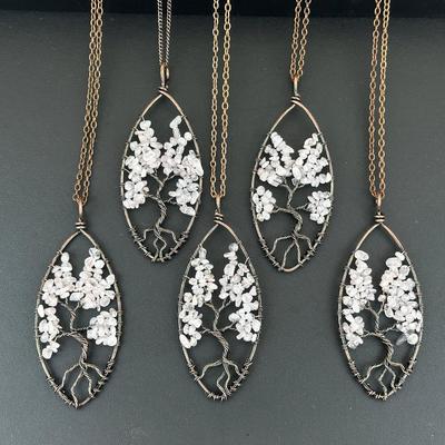 Rose Quartz Tree Of Life Necklace Lot