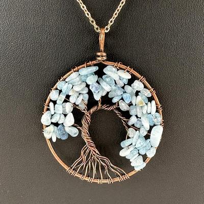 Aquamarine Tree Of Life Necklace Lot