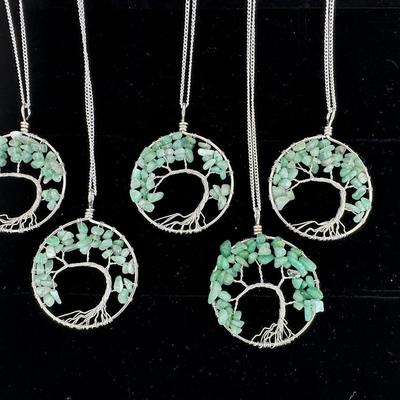 Aventurine Tree Of Life Necklace Lot