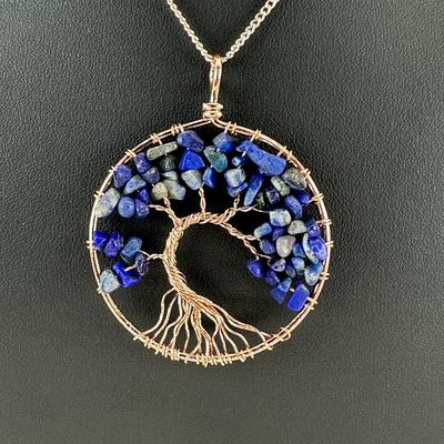 Antique Copper Lapis Lazuli Tree Of Life Necklace Lot