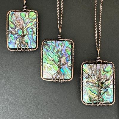 Natural Abalone Shell Tree Of Life Necklace Lot