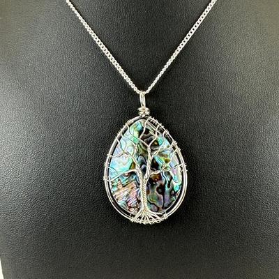 Natural Abalone Shell Tree Of Life Necklace Lot