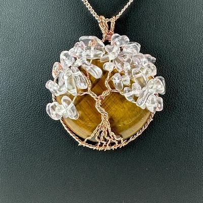 Tiger Eye Mix Gemstone Tree Of Life Necklace Lot