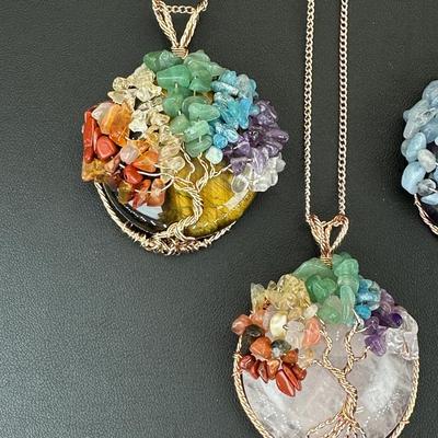 Multi Gemstone Tree Of Life Necklace Lot