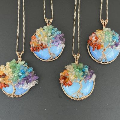 Opal Mix Gemstone Tree Of Life Necklace Lot