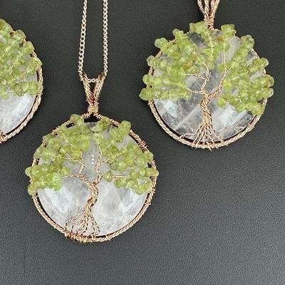 Clear Quartz Gemstone Tree Of Life Necklace Lot