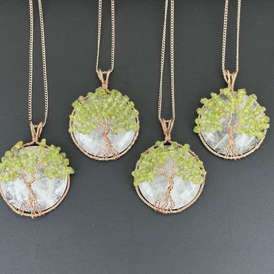 Clear Quartz Gemstone Tree Of Life Necklace Lot