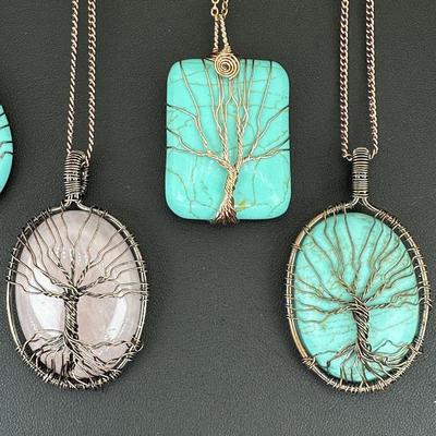 Mix Gemstone Tree Of Life Necklace Lot