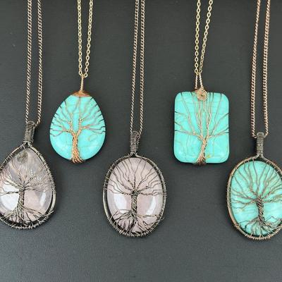 Mix Gemstone Tree Of Life Necklace Lot