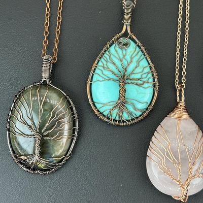 Mix Gemstone Tree Of Life Necklace Lot