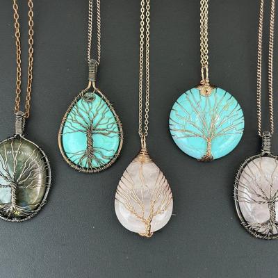 Mix Gemstone Tree Of Life Necklace Lot