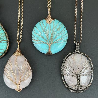 Mix Gemstone Tree Of Life Necklace Lot