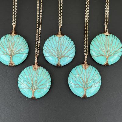 Turquoise Synthetic Tree Of Life Necklace Lot