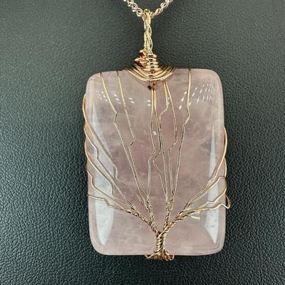 Copper Pink Quartz Tree Of Life Necklace Lot