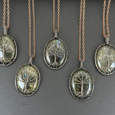 Labradorite Gemstone Tree Of Life Necklace Lot