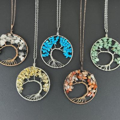 Mix Gemstone Tree Of Life Necklace Lot