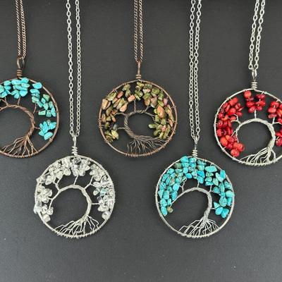 Mix Gemstone Tree Of Life Necklace Lot