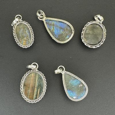 Labradorite Pendant 925 Sterling Silver Plated Handmade Gemstone 