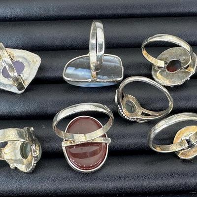 Assorted 925 Sterling Silver Plated Handmade Gemstone Rings For Women  Sizes 4 To 10