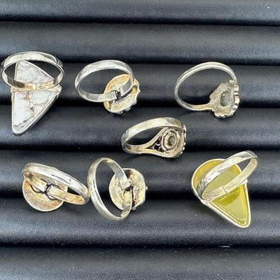 Assorted 925 Sterling Silver Plated Handmade Gemstone Rings For Women  Sizes 4 To 10