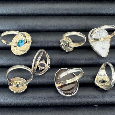 Assorted 925 Sterling Silver Plated Handmade Gemstone Rings For Women  Sizes 4 To 10