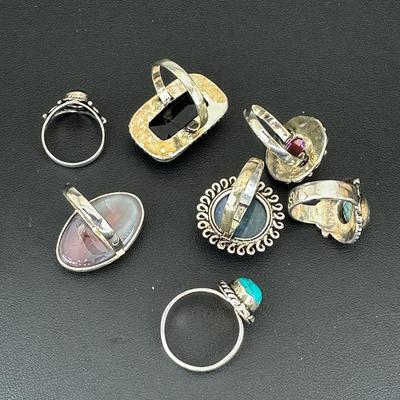 Assorted 925 Sterling Silver Plated Handmade Gemstone Rings For Women  Sizes 4 To 10