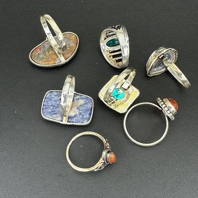 Assorted 925 Sterling Silver Plated Handmade Gemstone Rings For Women  Sizes 4 To 10