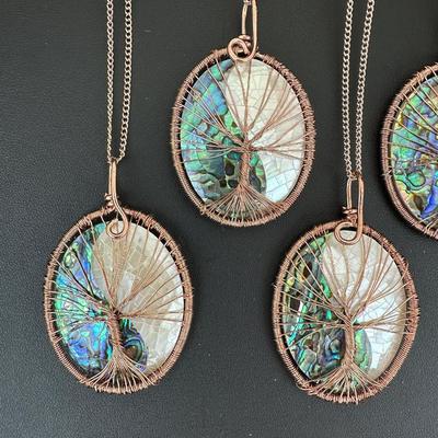 Natural Abalone Shell Tree Of Life Necklace Lot