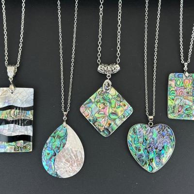 Natural Abalone Shell Tree Of Life Necklace Lot