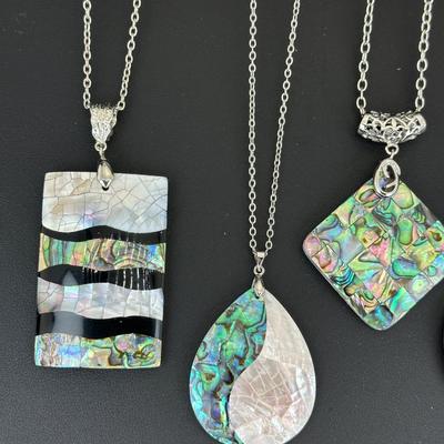 Natural Abalone Shell Tree Of Life Necklace Lot
