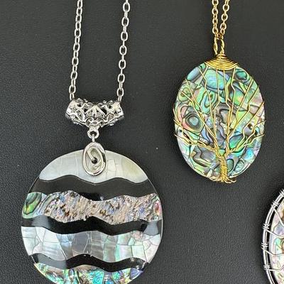 Natural Abalone Shell Tree Of Life Necklace Lot