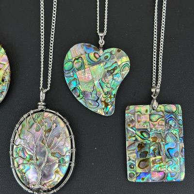 Natural Abalone Shell Tree Of Life Necklace Lot